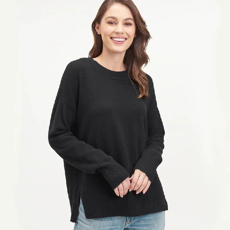 Women's Keyhole Neck SweatersMellisa Cashmere Sweater (Black)