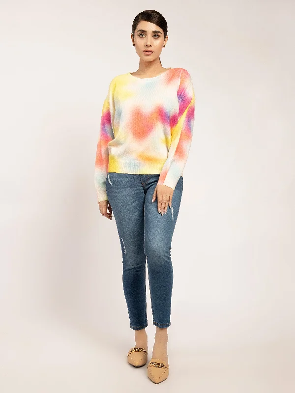 Women's Square CollWater Color Sweater