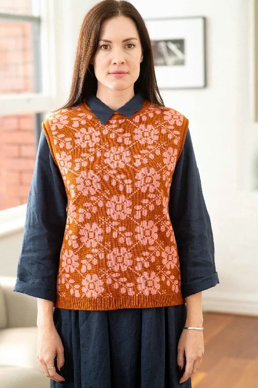 Women's Mandarin Collar SweatersValerie Vest Floral *organic cotton