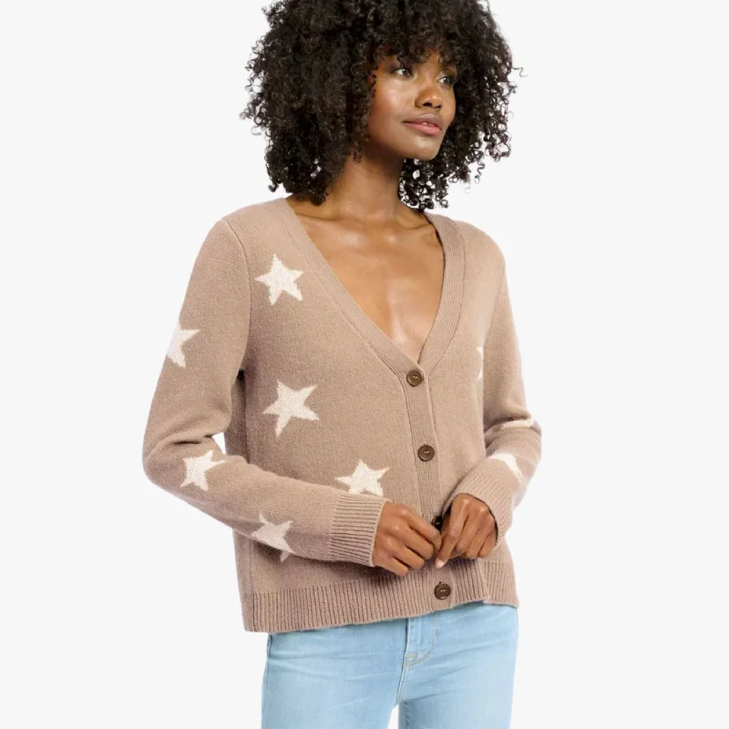 Women's Notched Collar SweatersCelestine Cardigan (Chestnut)