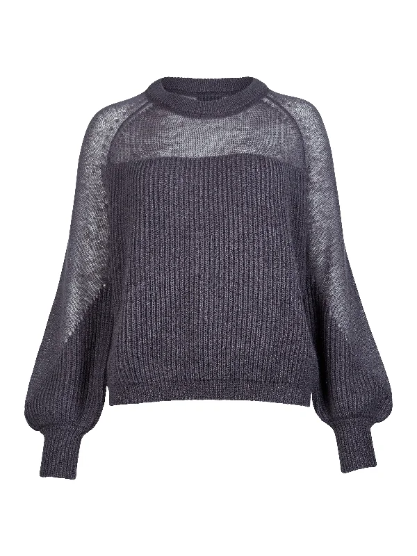 Women's Peter Pan Collar SweatersYUMI knit sweater - dark grey