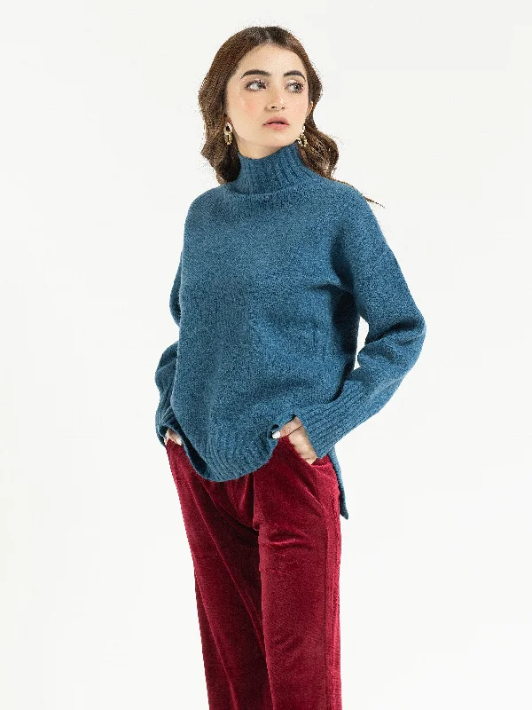 Women's Solid Color SweatersHigh Neck Sweater