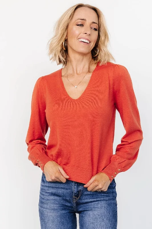 Women's Square Collar SweatersSheila V Neck Sweater Top | Light Rust