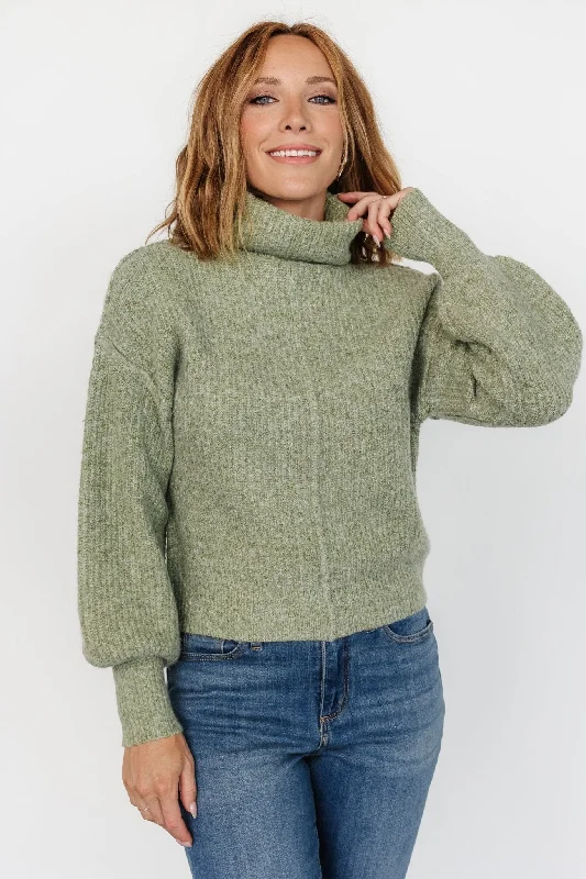 Women's V-Shaped Hem SweatersFrannie Knit Turtleneck Sweater | Olive