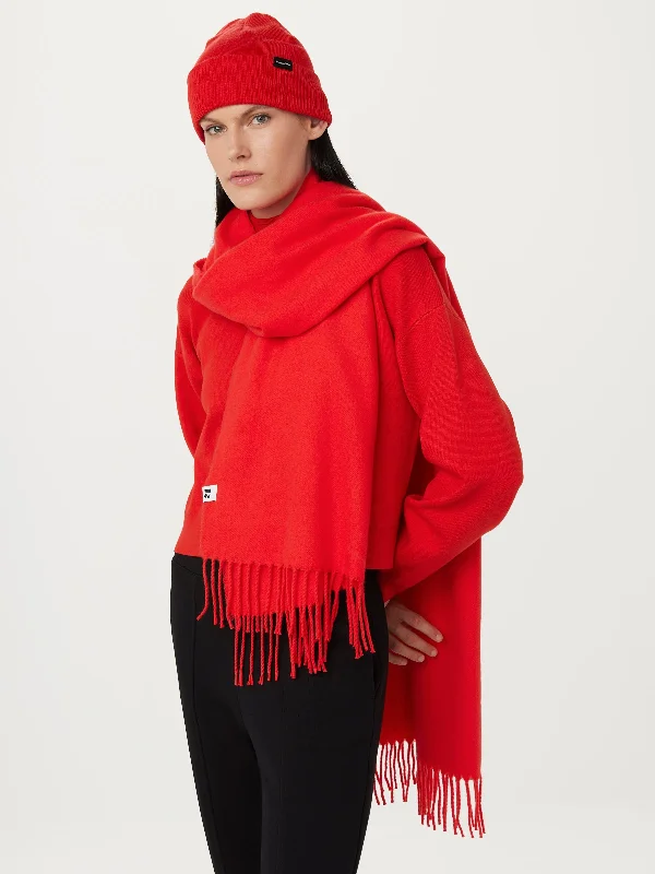 Women's Keyhole Collar SweatersThe Solid Scarf in Bright Red