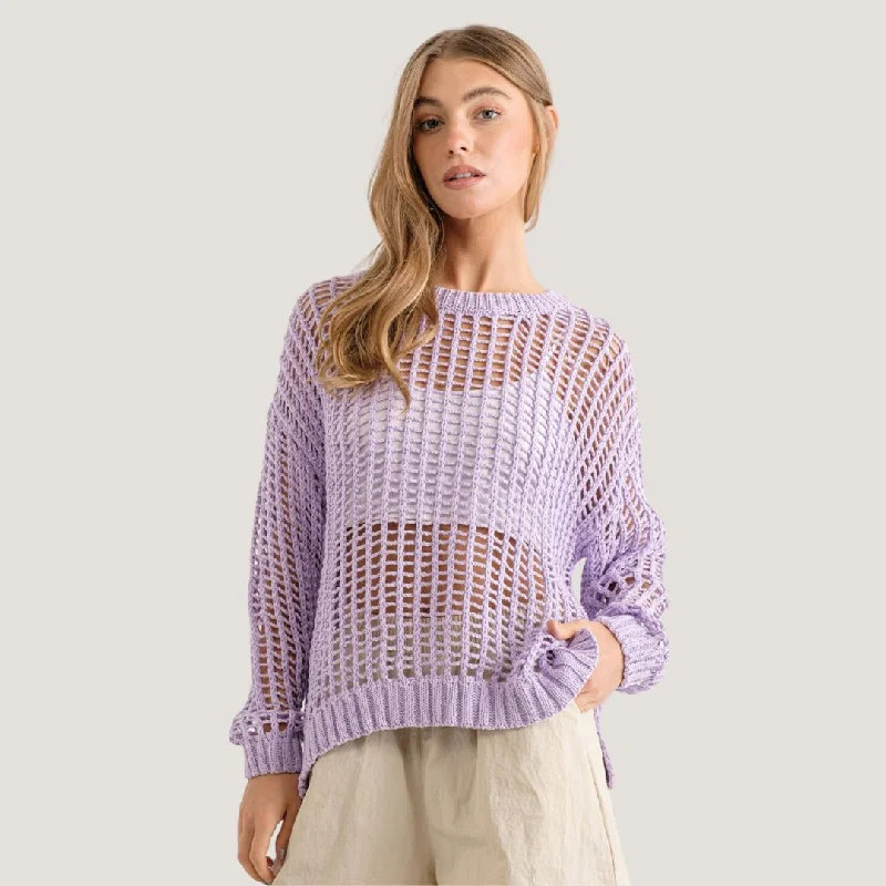 Women's Lapel Collar SweatersReyna Sweater (Lavender)