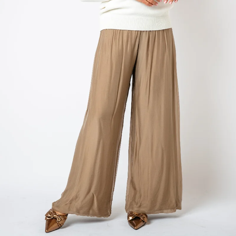 Women's Wide Collar SweatersSilk Blend Trousers