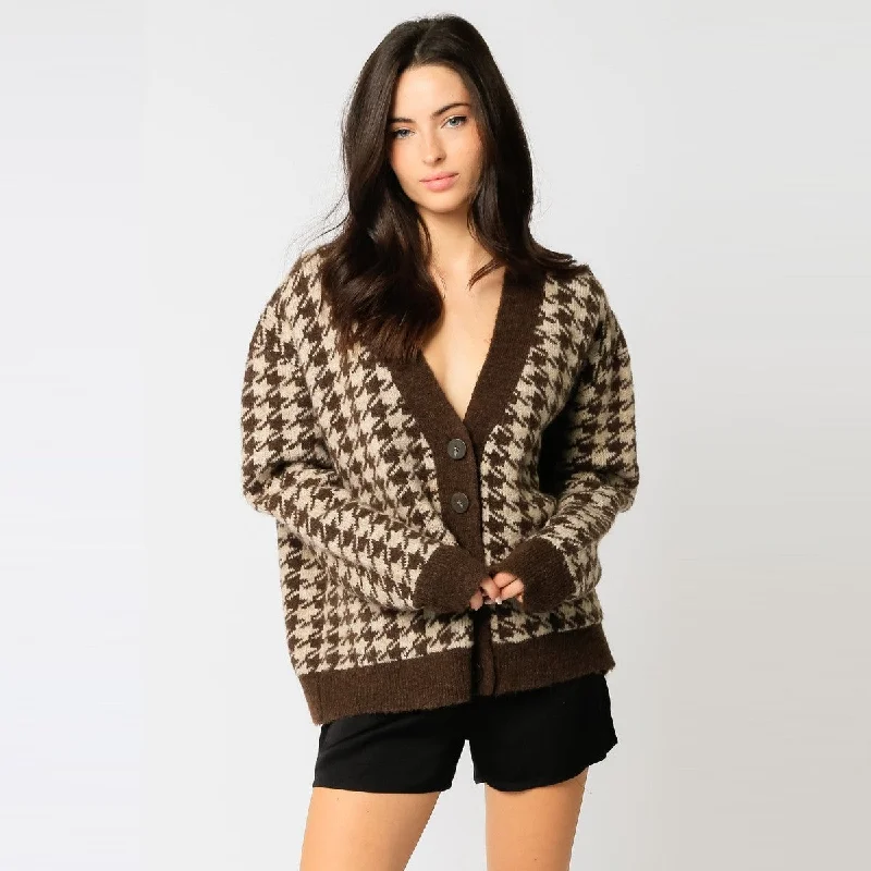 Women's Loose Fit SweatersCardigan (Natural Brown)