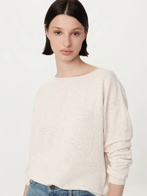 Women's Sweetheart Collar SweatersThe Lightweight Crewneck Sweater in Light Oatmeal