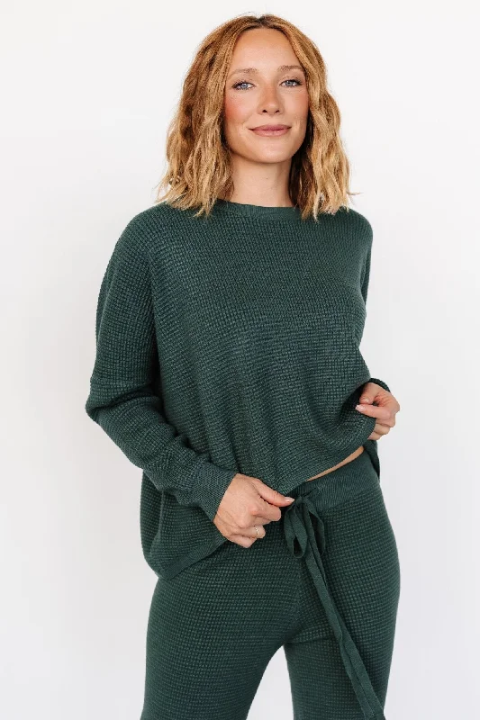 Women's Longline SweatersOwen Waffle Sweater Top | Green