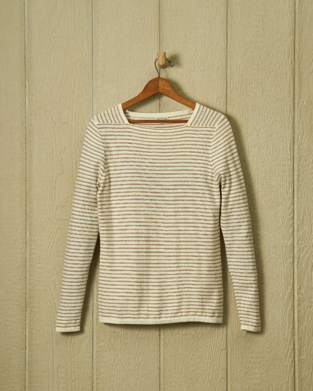 Women's Wide Collar SweatersRiviera Sweater Knit Top in Cream/Twill