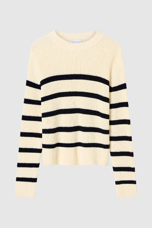 Women's V-Shaped Collar SweatersThe Cotton Striped Knit