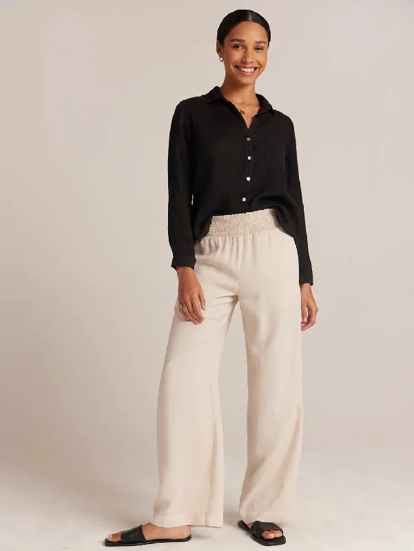 Women's Jodhpurs with High CollarSmocked Waist Wide Leg Pant - Cliffside