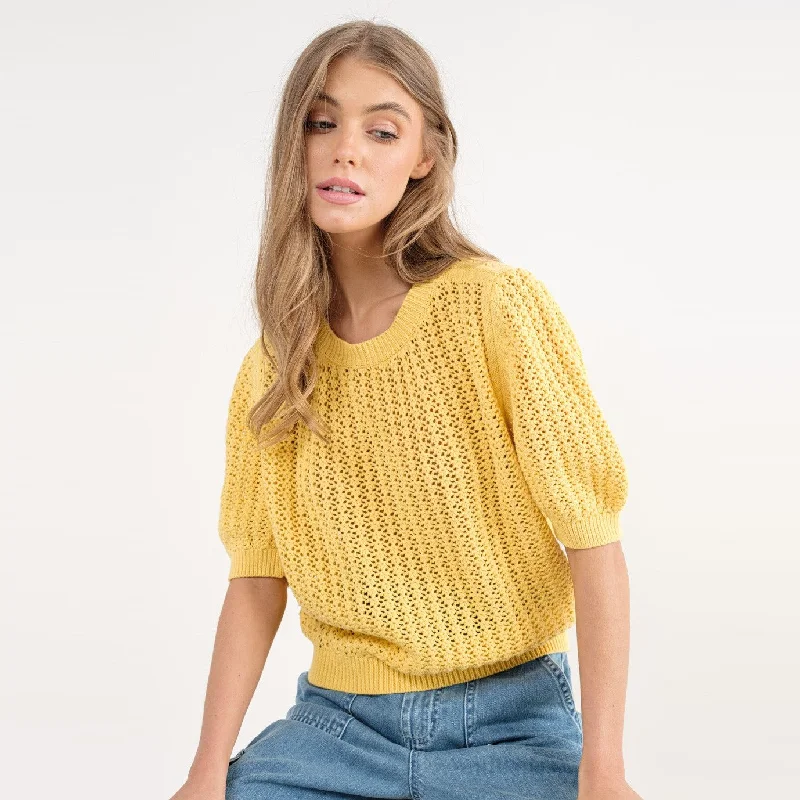 Women's Collarless Design SweatersMelissa Sweater (Yellow)