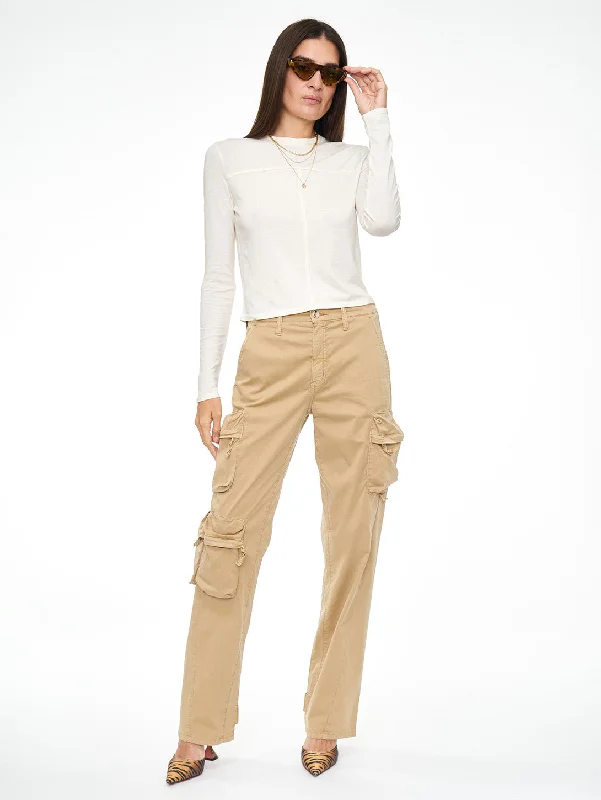 Women's Jodhpurs with Mandarin CollarBobby Mid Rise Cargo Ankle Pant - Coconut