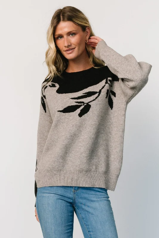 Women's Three-Quarter Sleeve SweatersTeresa Sweater | Gray + Black