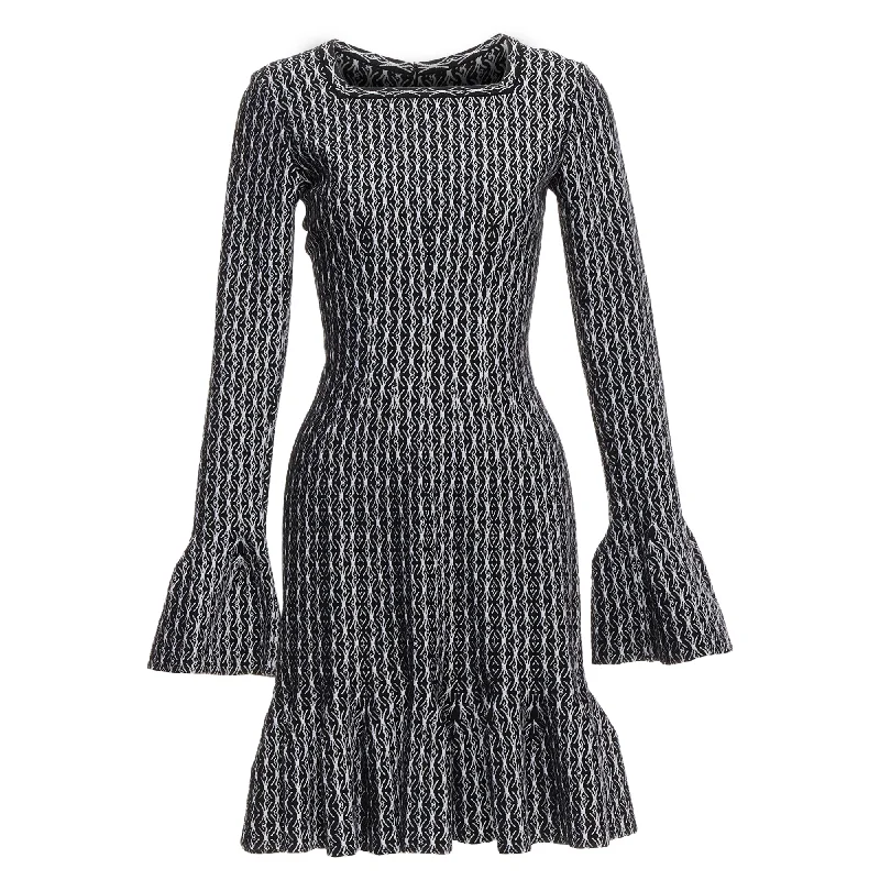 Women's V-Shaped Collar DressesAlaia wool jacquard square neck cocktail dress