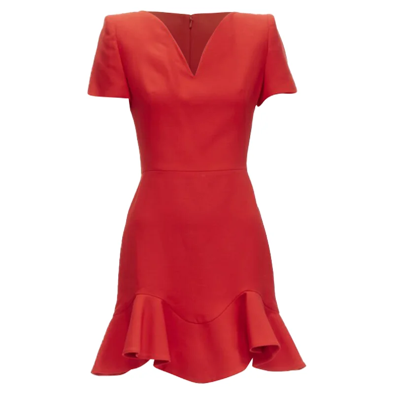 Women's Sweetheart Collar DressesAlexander McQueen wool crepe tulip neck flutter hem dress