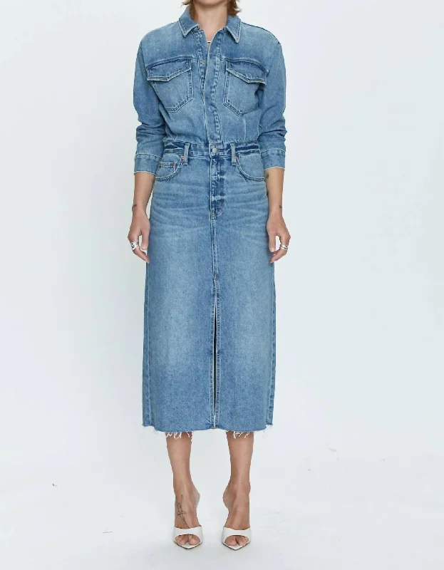 Women's V-Shaped Collar DressesAmira Denim Dress In Marcel