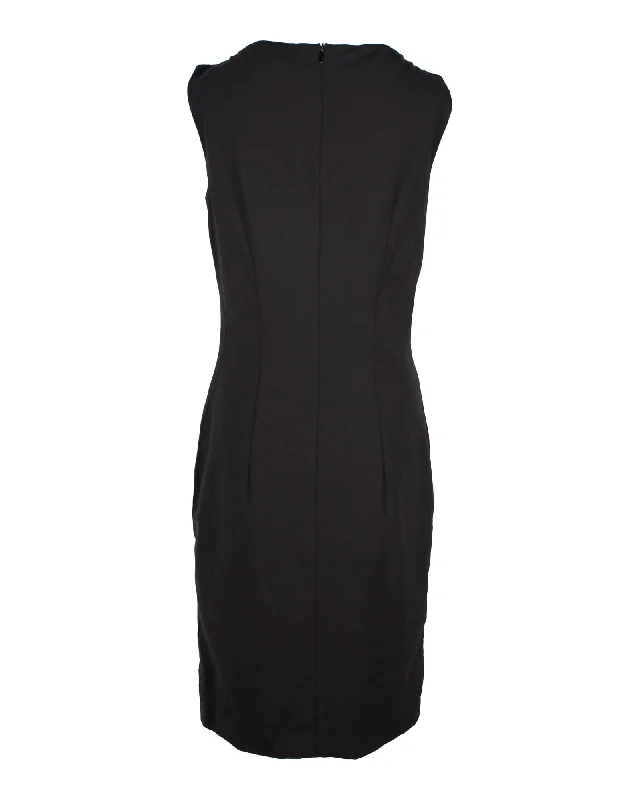 Women's Boat Collar DressesBoss Hugo Boss Dirusa Crewneck Sleeveless Pencil Dress in Black Wool