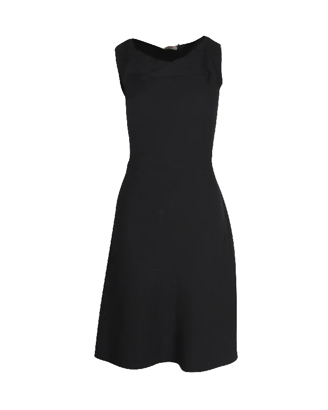 Women's Shawl Collar DressesBottega Veneta A-line Sleeveless Dress in Black Virgin Wool