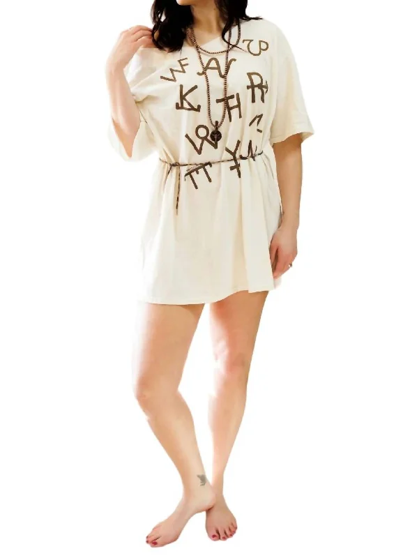 Women's Short-Sleeve DressesBrand T Shirt Dress In Ivory/brown