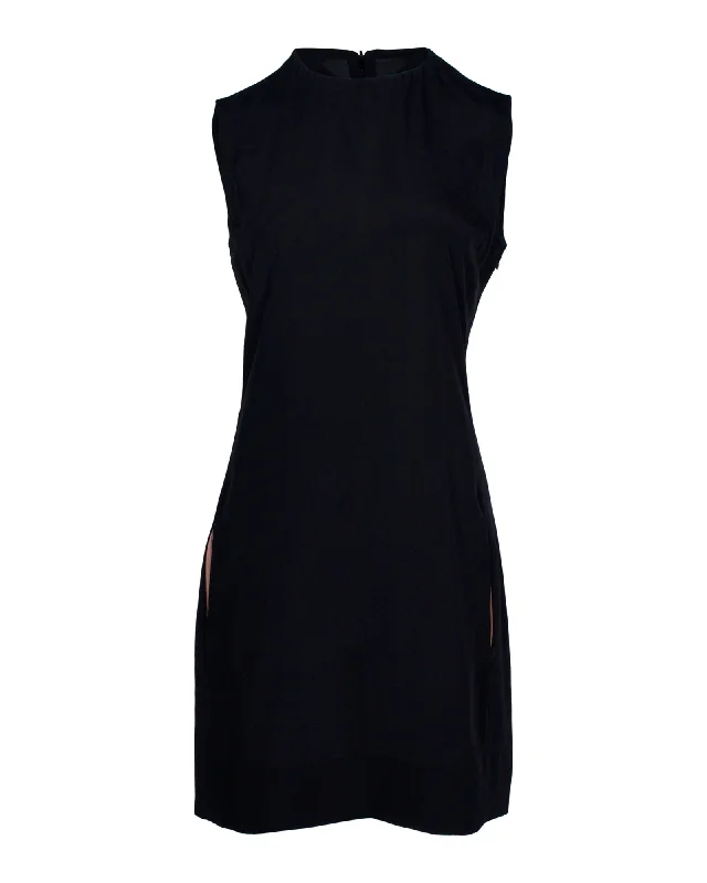 Women's Shawl Collar DressesCeline Sleeveless Dress in Black Silk