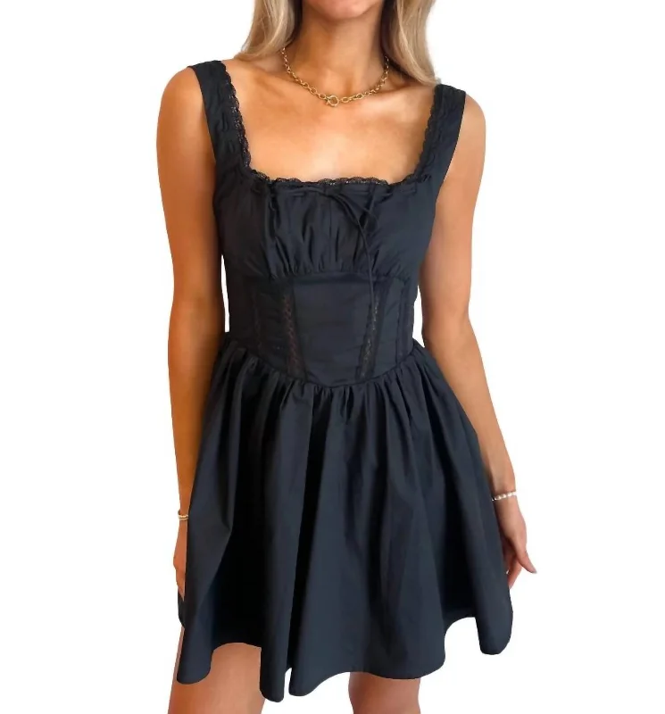 Women's Square Collar DressesCharlotte Dress In Black