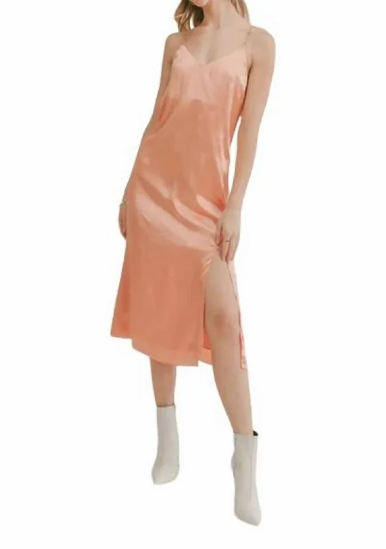 Women's Sweetheart Collar DressesDahlia Ring Slip Dress In Persimmon