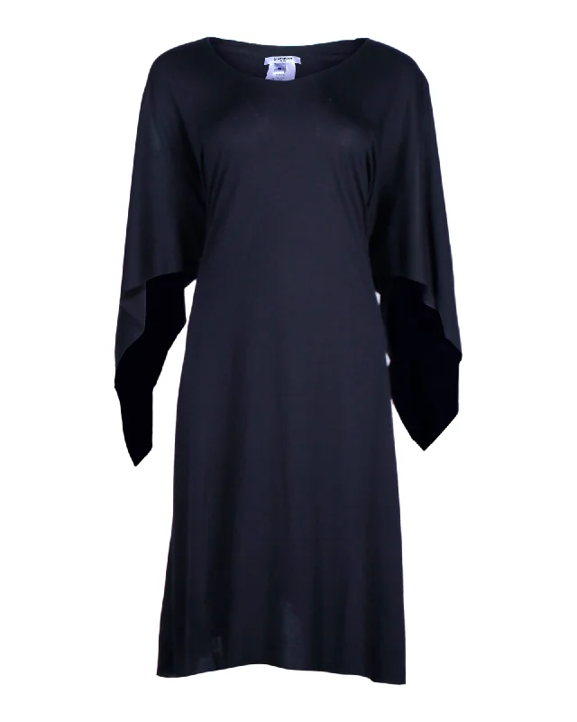 Women's Lapel Collar DressesGivenchy Cape Knee-Length Dress in Black Viscose