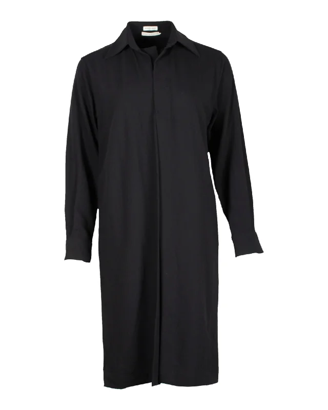 Women's Notched Collar DressesHermes Shirt Dress in Black Wool