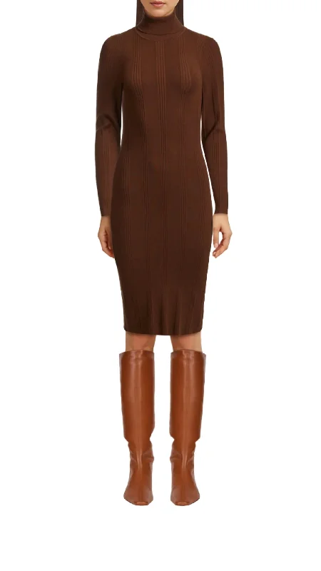 Women's Off-the-Shoulder DressesJeanne Turtleneck Dress In Wood