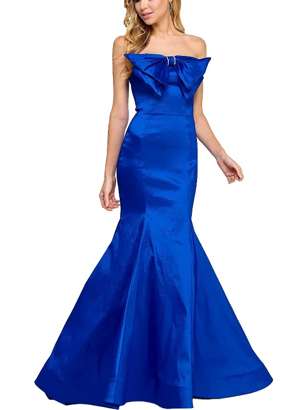 Women's Asymmetrical DressesJuniors Womens Strapless Bow Evening Dress