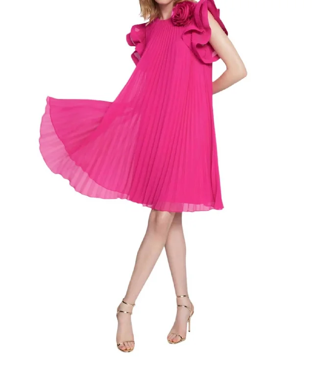 Women's One-Shoulder DressesMid-Length Trapeze Dress In Shocking Pink