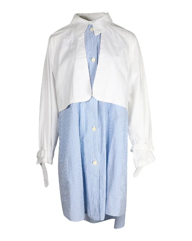 Women's U-Shaped Collar DressesMM6 Maison Margiela Layered Shirt Dress in Light Blue Cotton