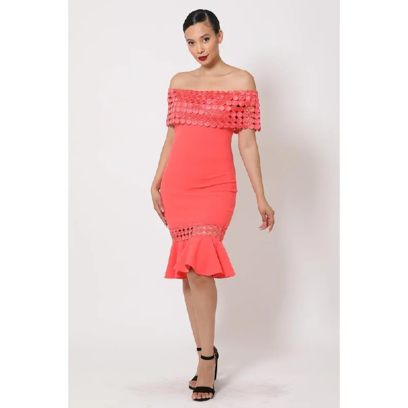 Women's Cut-Out DressesOff Shoulder Crochet Band Fashion Dress