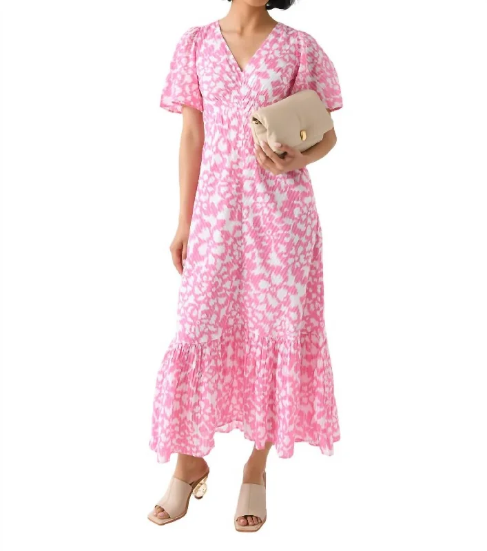 Women's Square Collar DressesOlena Dress In Ikat Floral Fuchsia