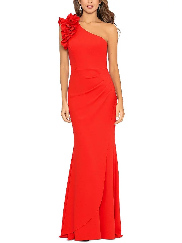 Women's Sweetheart-Neck DressesPetites Womens One Shoulder Long Evening Dress