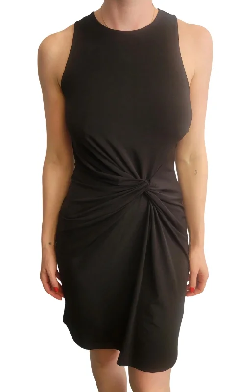 Women's Tiered DressesTwist Front Sleeveless Dress In Black