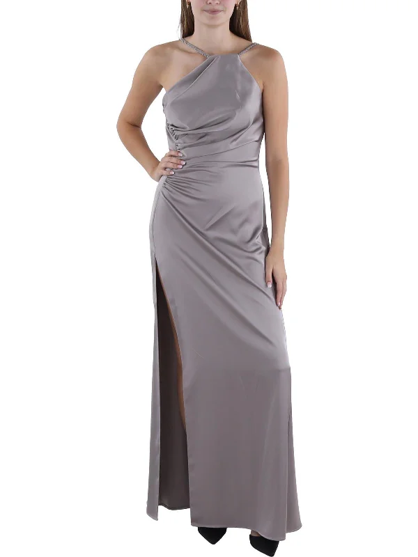 Women's Sweetheart-Back DressesWomens Full Length Halter Evening Dress