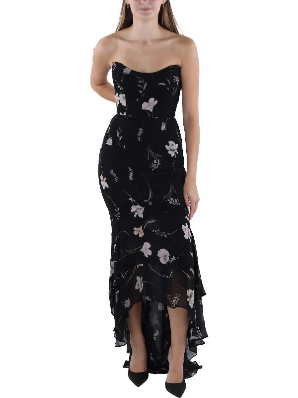 Women's Shawl Collar DressesWomens Hi-Low Strapless Evening Dress