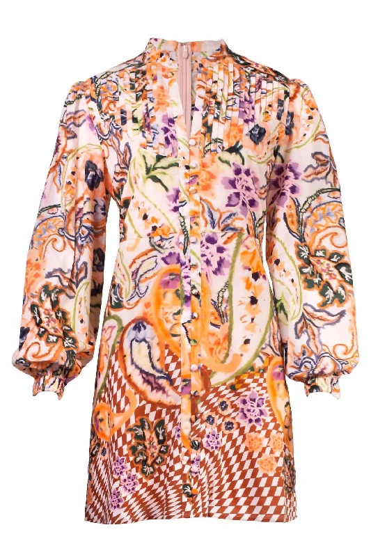 Women's Mandarin Collar DressesWomen's Jenny Dress In Orange Paisley