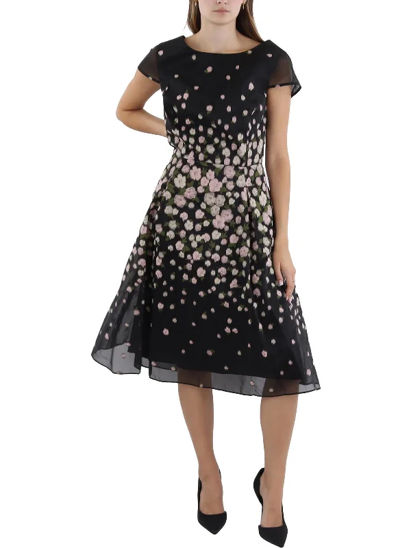 Women's Flared DressesWomens Organza Floral Fit & Flare Dress