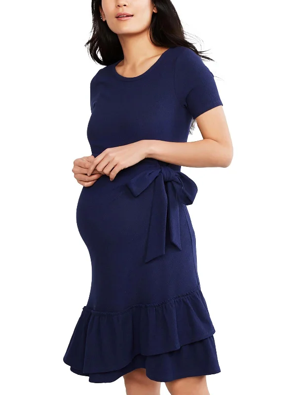 Women's One-Shoulder DressesWomens Ruffled Side Tie Maternity Dress