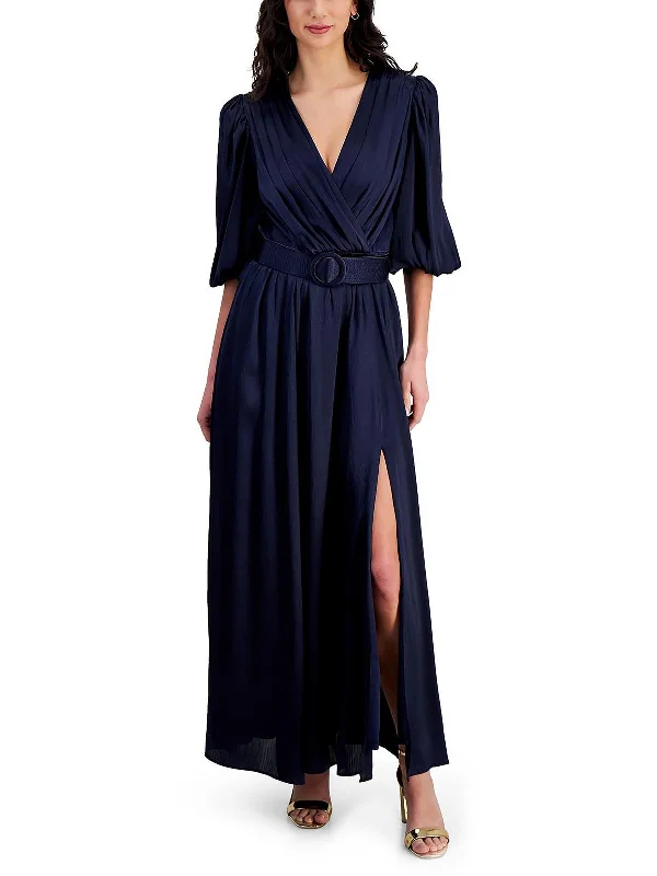 Women's Square-Neck DressesWomens Satin 3/4 Sleeves Evening Dress