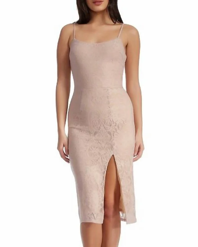 Women's Square Collar DressesZahra Sheath Dress In Pink, Nude