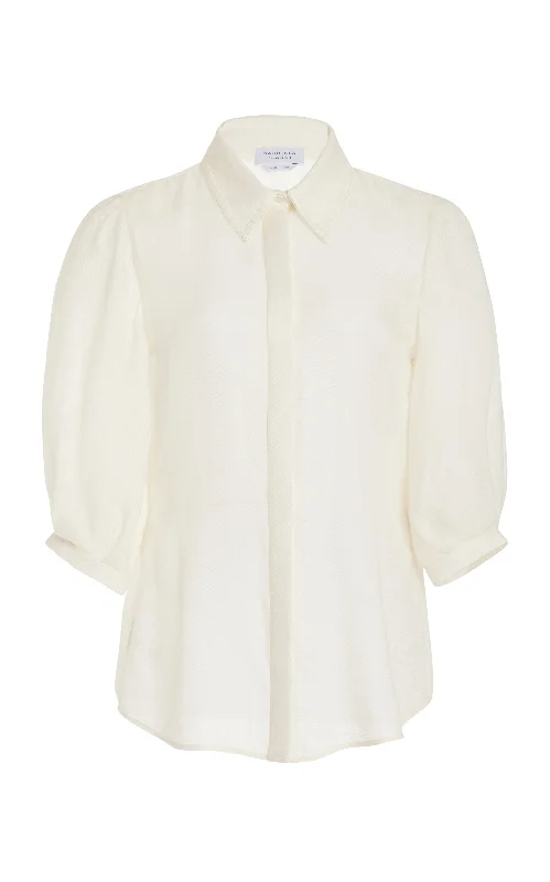 Women's Blouse with Lapel CollarHadley Blouse in Ivory Virgin Wool Cashmere