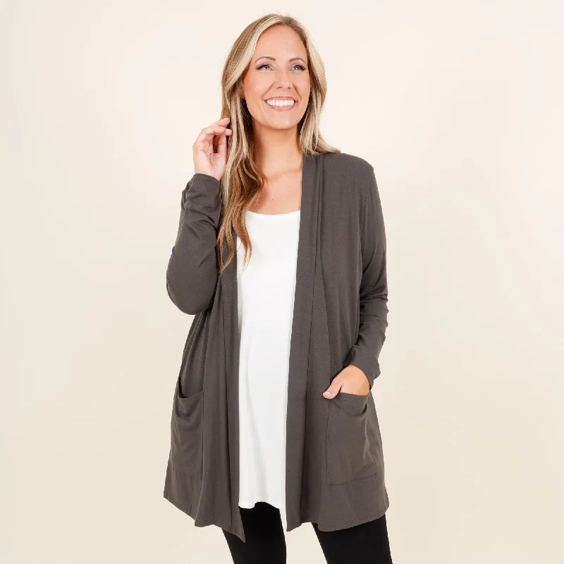 Women's Solid BlouseKindness and Compassion Cardigan, Ash Gray