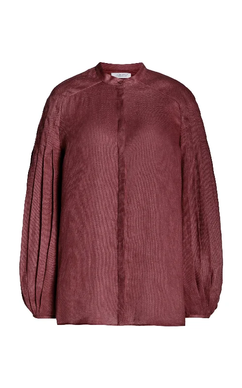 Women's Blouse with Peter Pan CollarLaetitia Blouse in Deep Bordeaux Linen