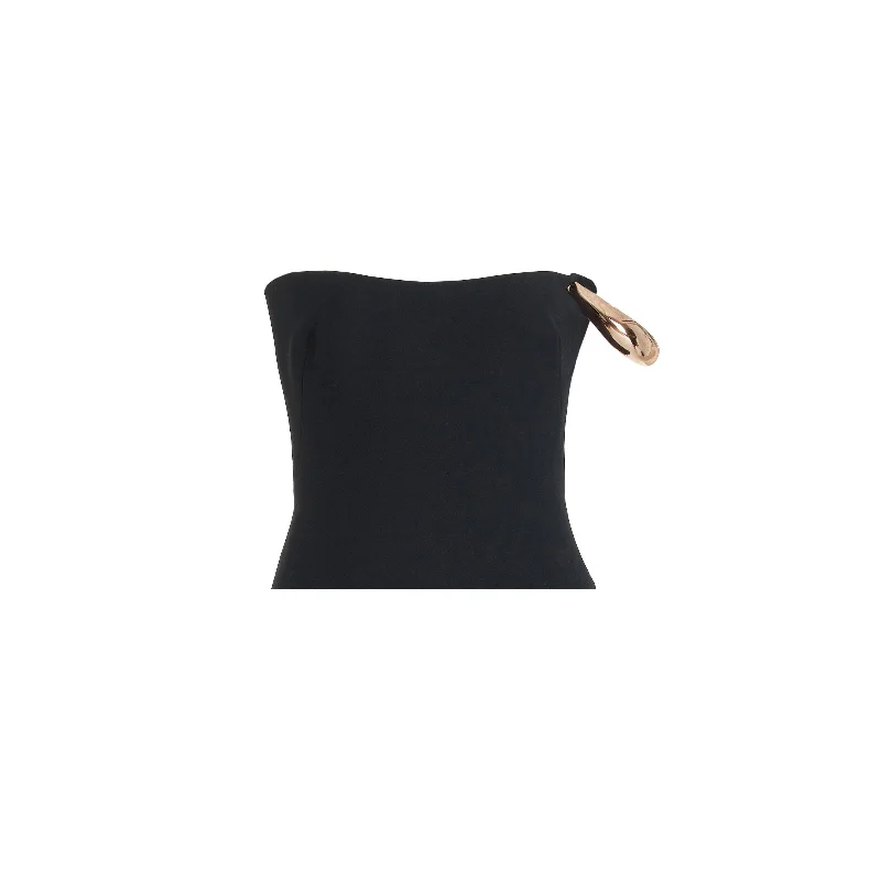 Women's Short-Sleeve BlouseLaurel Top in Black Wool Silk Cady